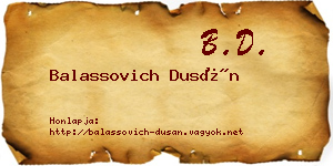 Balassovich Dusán névjegykártya